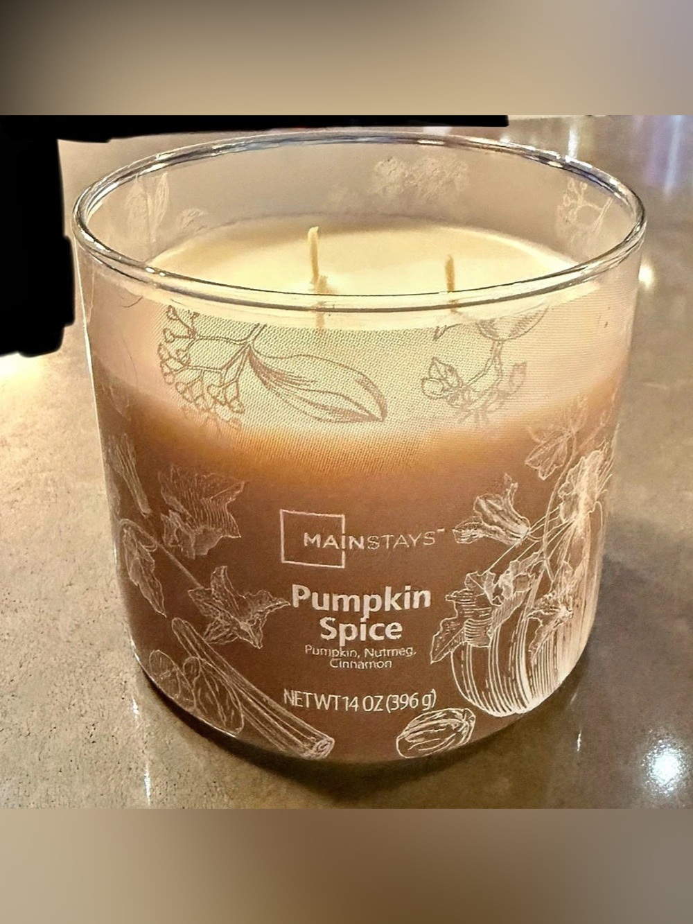 Pumpkin Spice Scented 3-Wick Candle, 14oz